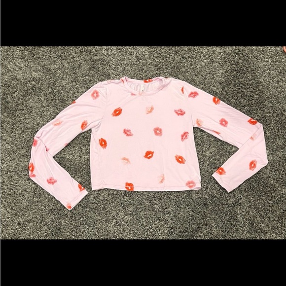 SKIMS Cherry Blossom Lipstick Super Cropped Long Sleeve Top Pink Women’s LARGE - Picture 4 of 8